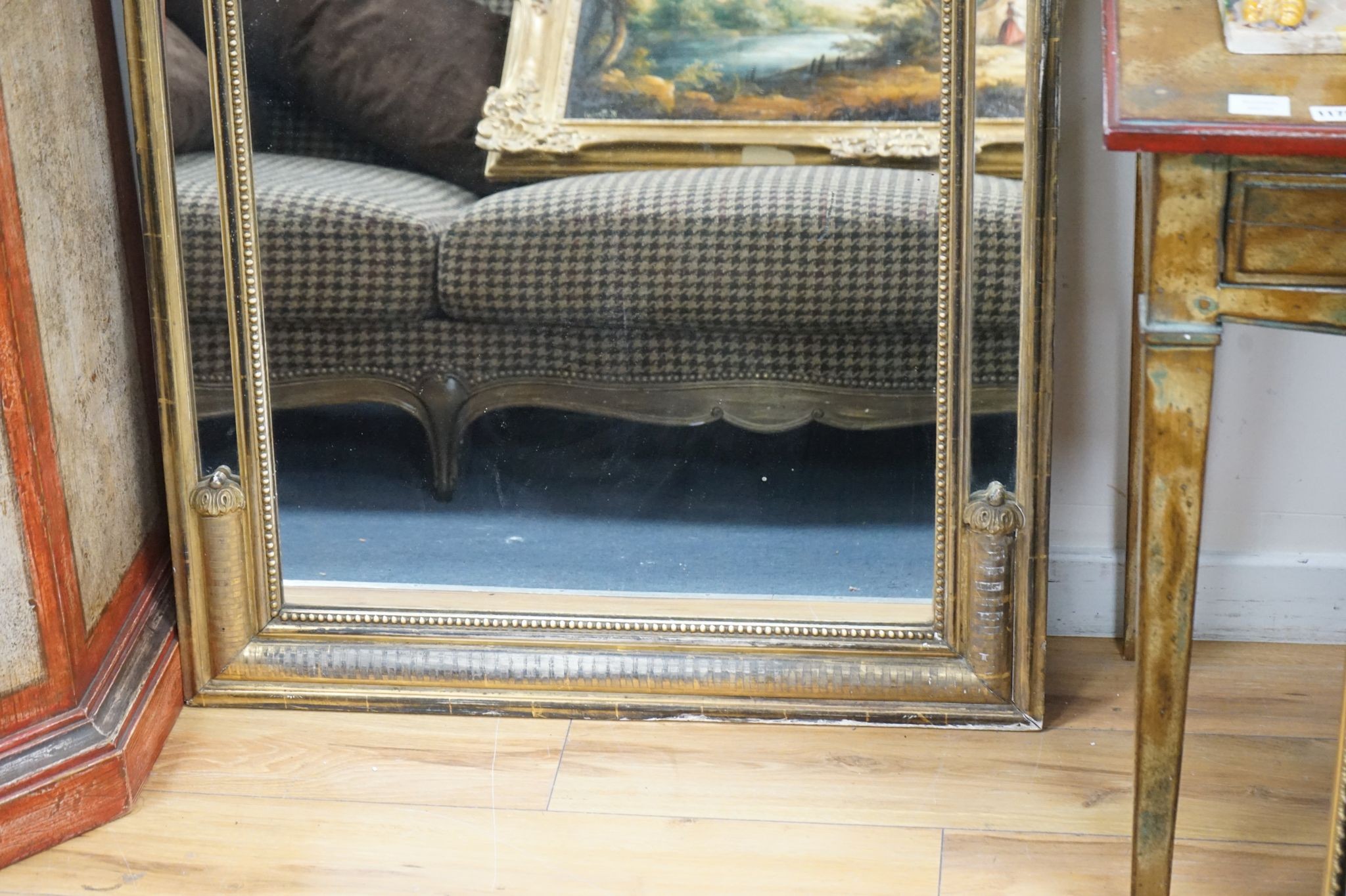 A 19th century French giltwood overmantel mirror, width 82cm, height 110cm